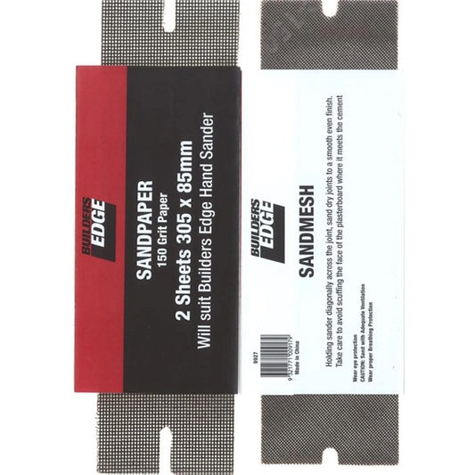 Builders Edge Sandmesh Plaster Kit - 2 Sheets, Easy DIY & Trade Use, 305mm x 85mm