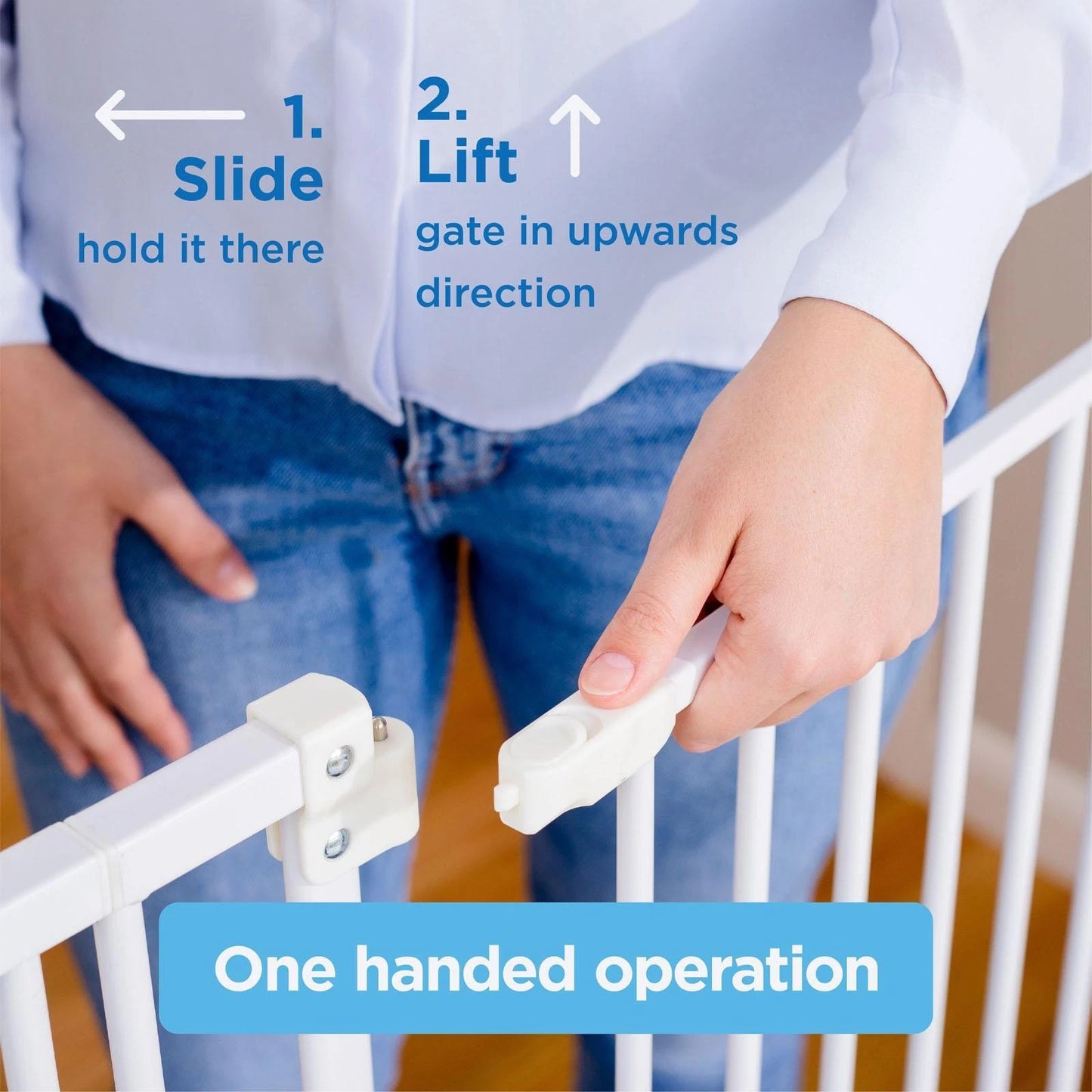 Perma Child Safety Extra Tall Baby Gate 73-82cm White, Easy Fit, Pet Friendly, One-Hand Release