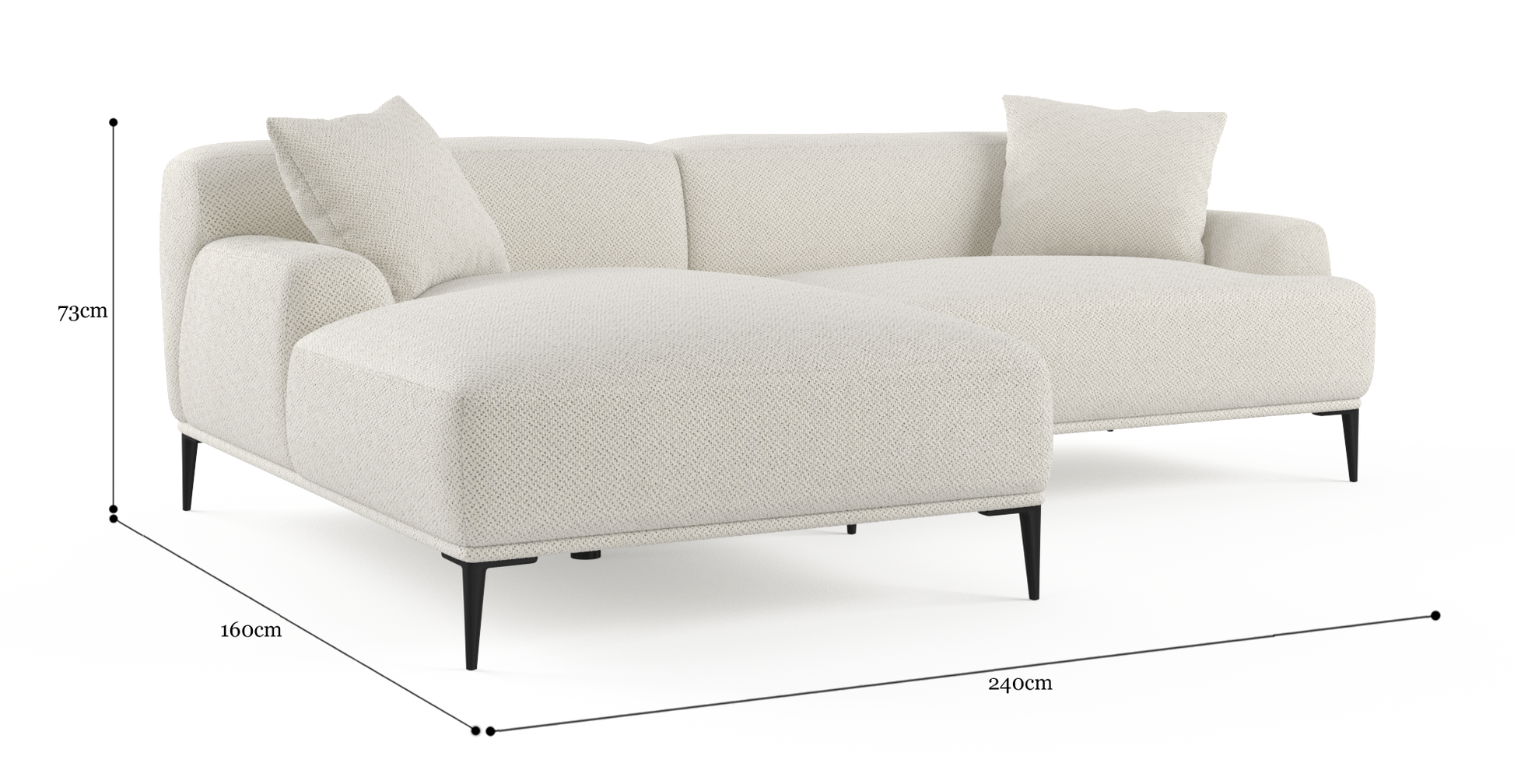 Brosa Seta 4 Seater Sofa with Chaise (Seashell White, Left Chaise)