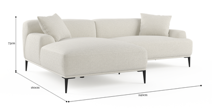 Brosa Seta 4 Seater Sofa with Chaise (Seashell White, Left Chaise)