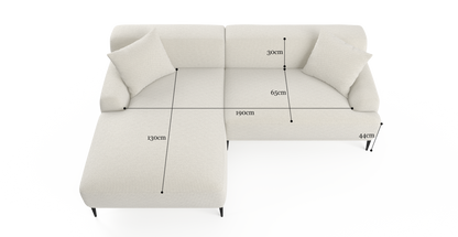 Brosa Seta 4 Seater Sofa with Chaise (Seashell White, Left Chaise)