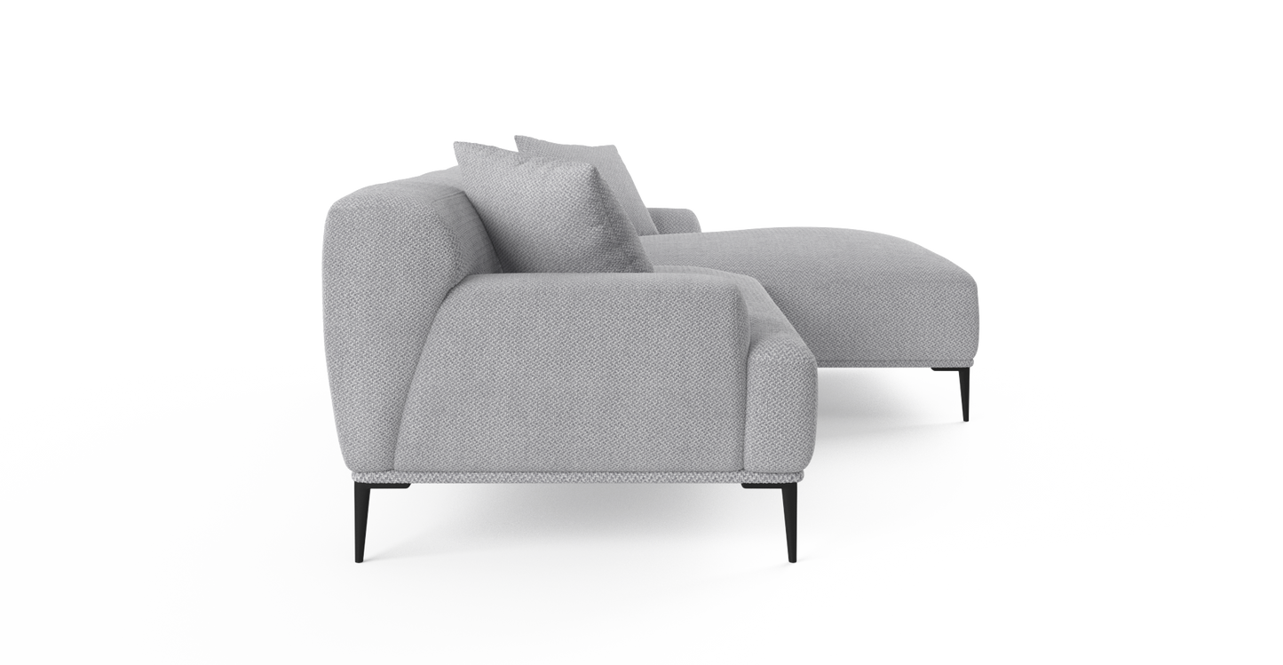 Brosa Seta 4 Seater Sofa with Chaise (Gainsboro Grey, Right Chaise)