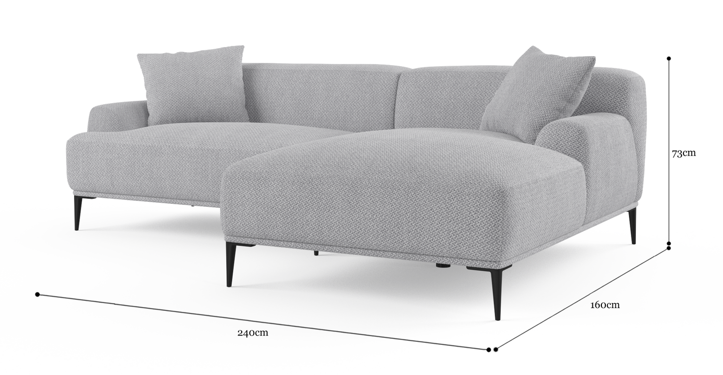 Brosa Seta 4 Seater Sofa with Chaise (Gainsboro Grey, Right Chaise)