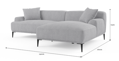 Brosa Seta 4 Seater Sofa with Chaise (Gainsboro Grey, Right Chaise)