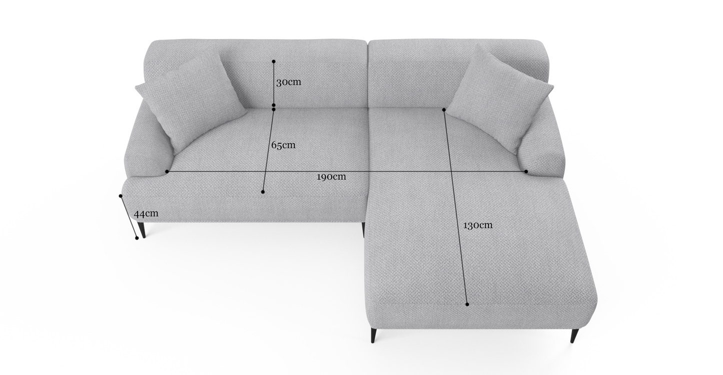 Brosa Seta 4 Seater Sofa with Chaise (Gainsboro Grey, Right Chaise)