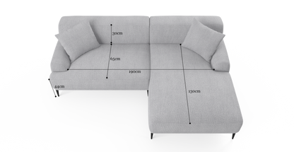 Brosa Seta 4 Seater Sofa with Chaise (Gainsboro Grey, Right Chaise)