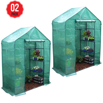 Greenlife Walk-in Greenhouse 2 Tier Twin Pack With PE Cover 195 x 143 x 73 cm