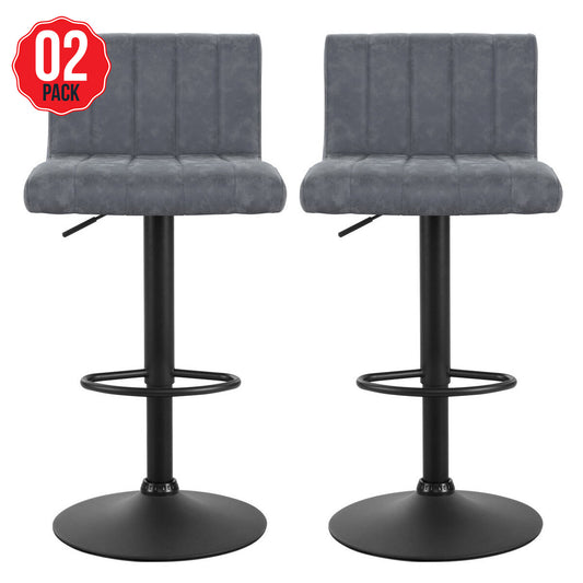 Artiss Gaslift Swivel Bar Stool Grey 2 Pack - Auzzistore