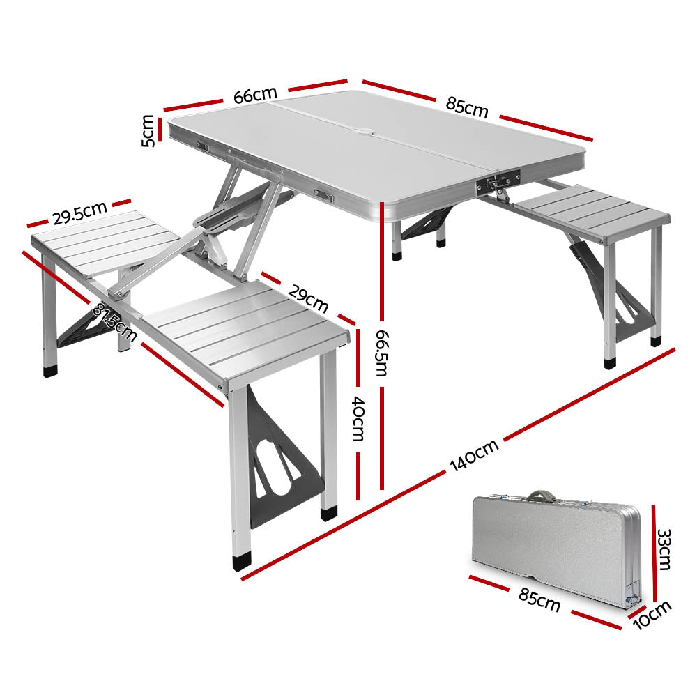 Weisshorn Camping Table Folding Aluminum Portable Outdoor Picnic 85CM