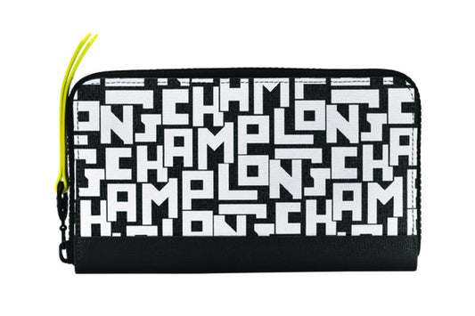 Longchamp Le Pliage LGP Long Zip Around Wallet (Black/White)