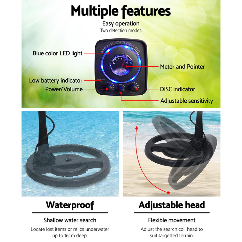LED Metal Detector with Headphones - Black | Auzzi Store