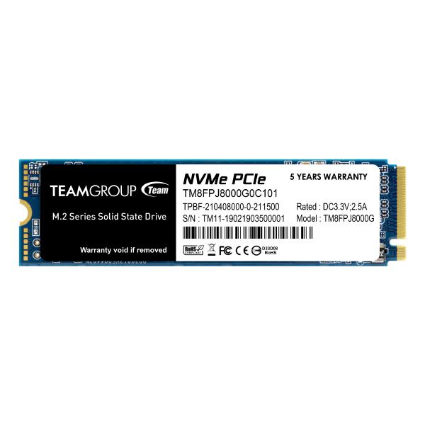 Team Group MP34Q 8TB, 3D QLC, M.2 (2280), NVMe 1.3, R/W(Max) 3400MB/s/3000MB/s, 1800TWB/ 5 Years Warranty