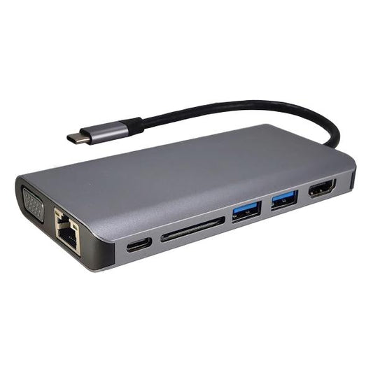 Shintaro USB-C Travel Dock (USB-C to HDMI/VGA, 2 x USB 3.0, 1 x USB-C PD3.0, SD/Micro SD card reader