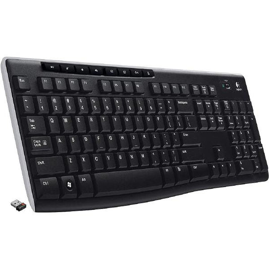 Logitech Wireless Keyboard K270, Black, USB Receiver On/Off Option 8 Hot Keys