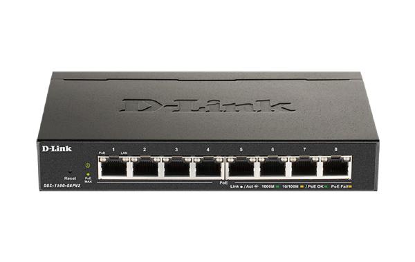 D-Link 8-Port Gigabit Smart Managed PoE Switch with 8 PoE ports (64W PoE budget)