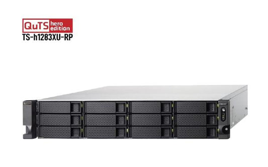 QNAP 12-Bay QTS hero NAS, Intel Xeon E-2236 6-core 3.4 GHz processor, 32 GB RAM(4 x 32GB), 4 GigaLan, 2 x 10GbE SFP+ SmartNIC, 2 x 10GBase-T