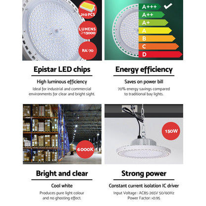 Leier LED High Bay Lights Light 150W Industrial Workshop Warehouse Gym WH | Auzzi Store