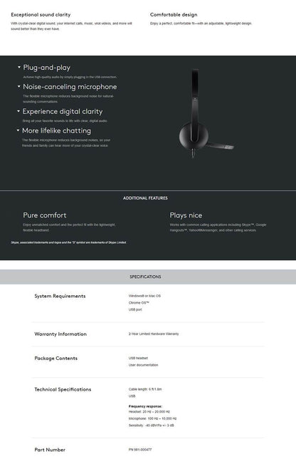 Logitech H340 USB Headset (981-000477) | Auzzi Store