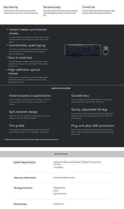 Logitech MK200 Media Keyboard Mouse (920-002693) | Auzzi Store