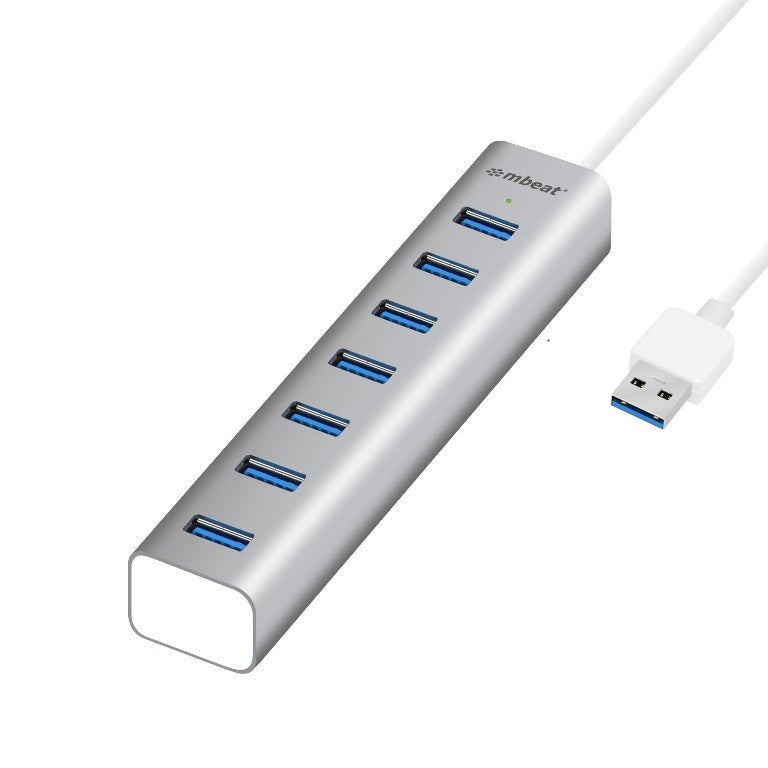 MBEAT 7-Port USB 3.0 Powered Hub - USB 2.0/1.1/Aluminium Slim Design Hub with Fast Data Speeds (5Gbps) Power Delivery for PC and MAC devices | Auzzi Store