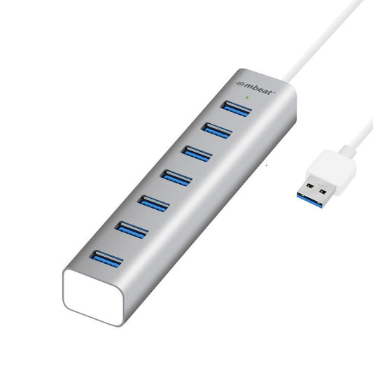 MBEAT 7-Port USB 3.0 Powered Hub - USB 2.0/1.1/Aluminium Slim Design Hub with Fast Data Speeds (5Gbps) Power Delivery for PC and MAC devices | Auzzi Store