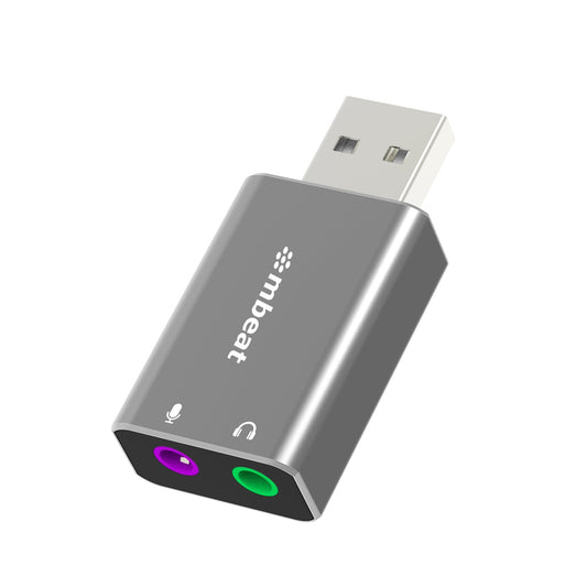 MBEAT Elite USB to 3.5mm Audio and Microphone Adapter - Add Headphone Audio Jack to USB-A Computers, Laptops, Notebooks - Space Grey | Auzzi Store