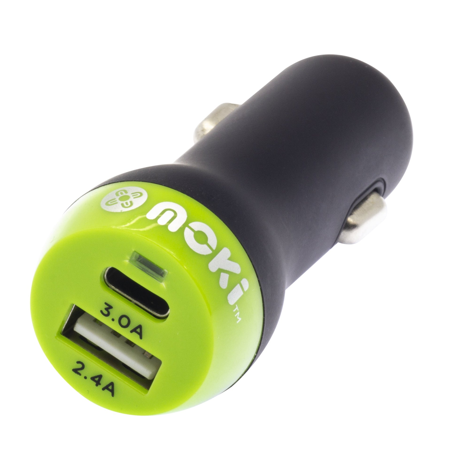 MOKI Car Charger + (Type-C + USB) 3.0 RapidCharge - Black | Auzzi Store