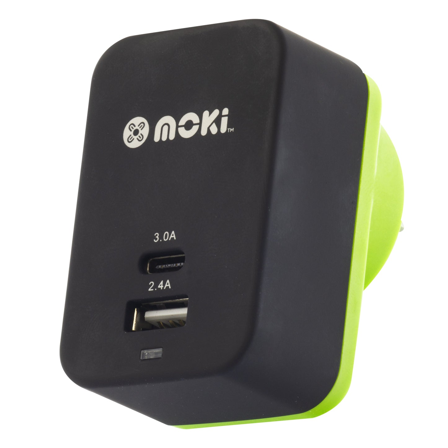 MOKI Wall Charger + (Type-C + USB) 3.0 RapidCharge - Black | Auzzi Store