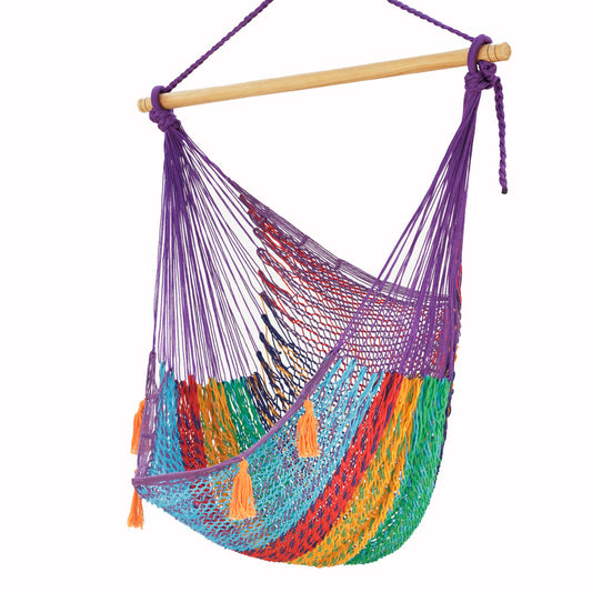 Mayan Legacy Extra Large Outdoor Cotton Mexican Hammock Chair in Colorina Colour | Auzzi Store