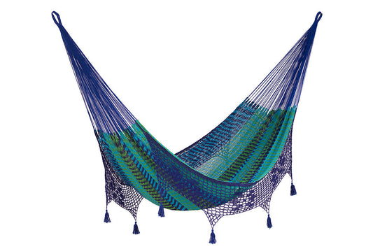 Mayan Legacy King Size Deluxe Outdoor Cotton Mexican Hammock in Caribe Colour | Auzzi Store