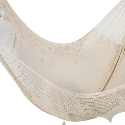 Mayan Legacy King Size Deluxe Outdoor Cotton Mexican Hammock in Cream Colour | Auzzi Store