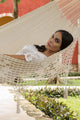 Mayan Legacy King Size Deluxe Outdoor Cotton Mexican Hammock in Cream Colour | Auzzi Store
