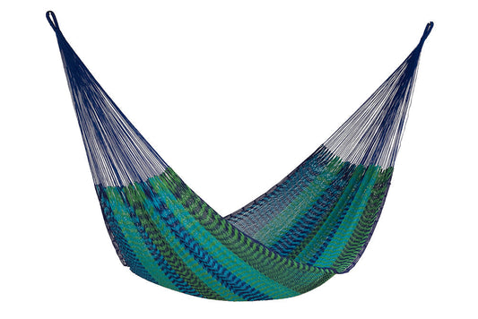 Mayan Legacy King Size Outdoor Cotton Mexican Hammock in Caribe