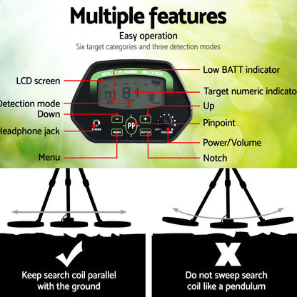 Metal Detector Pinpointer Deep Sensitive Searching Treasure Gold Hunt Digger 220MM | Auzzi Store