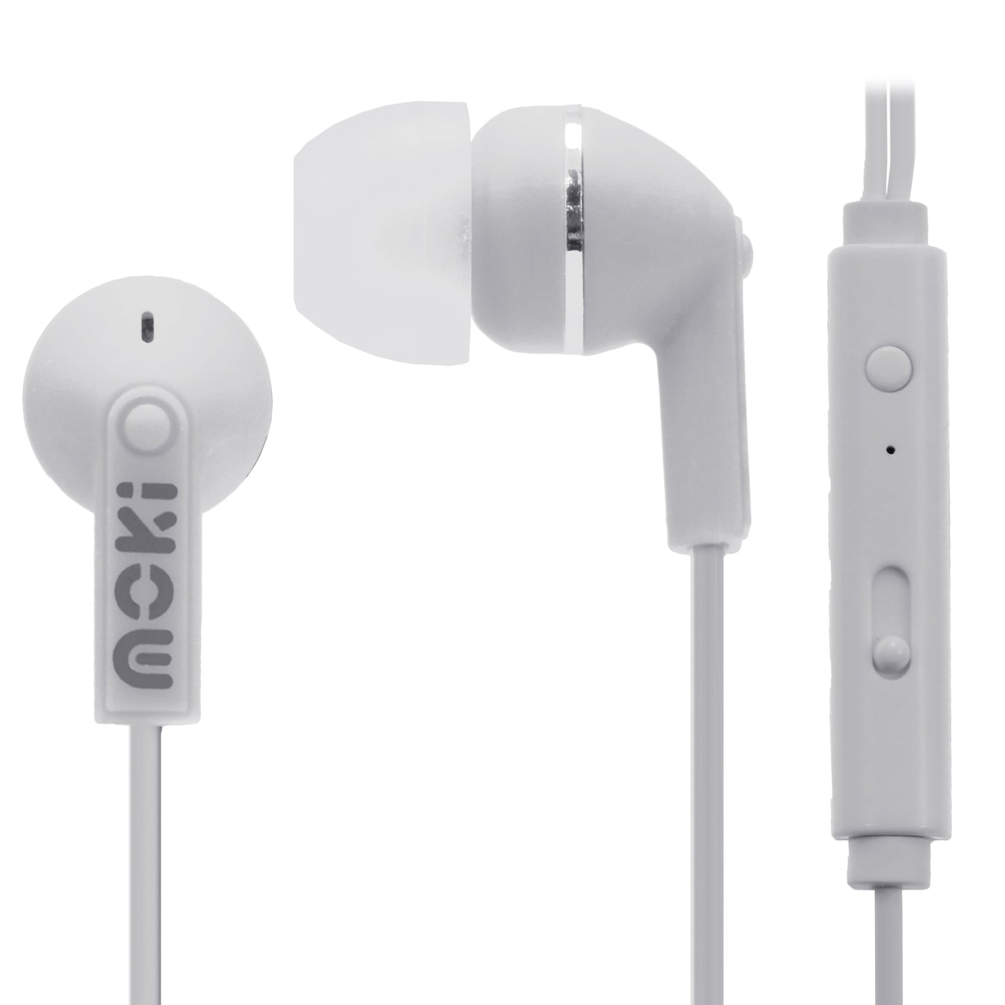 Moki Noise Isolation Earbuds with microphone & control - WHITE | Auzzi Store