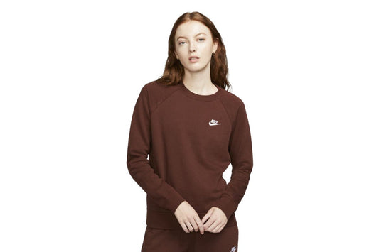 Nike Women's Sportswear Essential Fleece Crew Sweatshirt (Bronze Eclipse/White, Size XL)