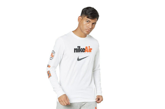 Nike Men's Sportswear Swoosh By AIR GX Long Sleeve Tee (White, Size XL)