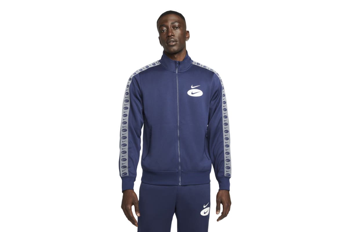 Nike Men's Sportswear Swoosh League Poly Knit Jacket (Midnight Navy, Size 2XL)