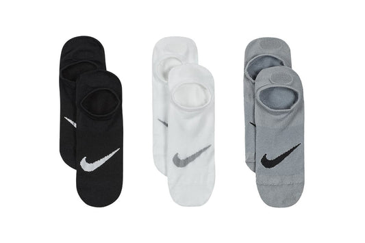 Nike Women's Everyday Plus Lightweight Foot 3 Pairs Socks (Black White/White Wolf Grey/Wolf Grey Black, Size L)