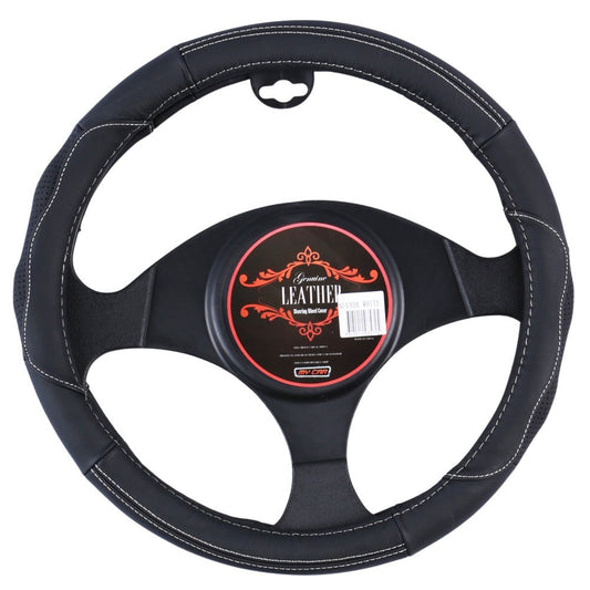 Nevada Steering Wheel Cover - Black/White [Leather] | Auzzi Store