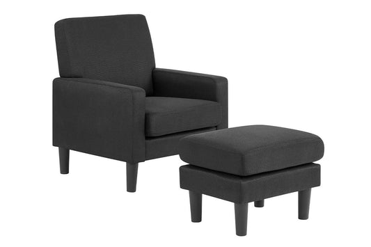 Ovela Andrew Accent Chair with Ottoman (Black)