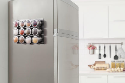 Ovela Magnetic Spice Tins with Wall Plate Racks (12 Piece)