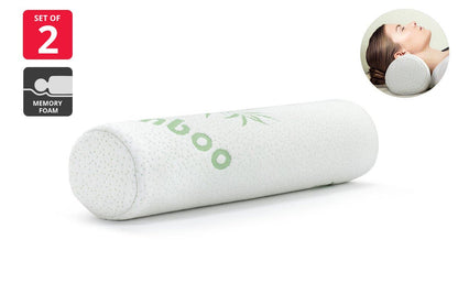 Ovela Set of 2 Memory Foam Neck Roll Bolster Pillows