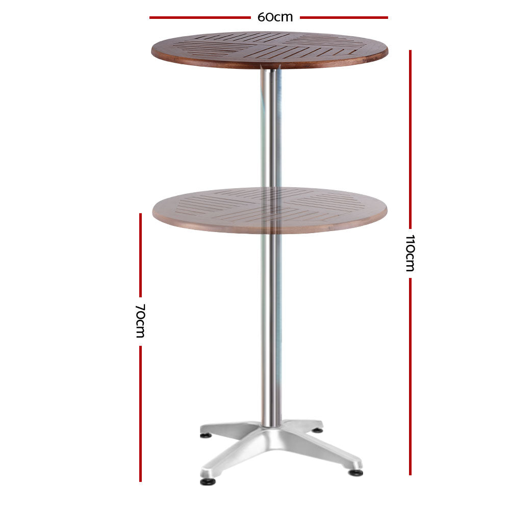 Outdoor Bar Table Furniture Wooden Cafe Table Aluminium Adjustable Round Gardeon | Auzzi Store