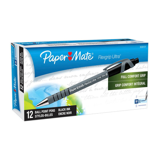 PAPER MATE Flexi Grip Retractable Ball Pen 1.0mm Black Box of 12 | Auzzi Store