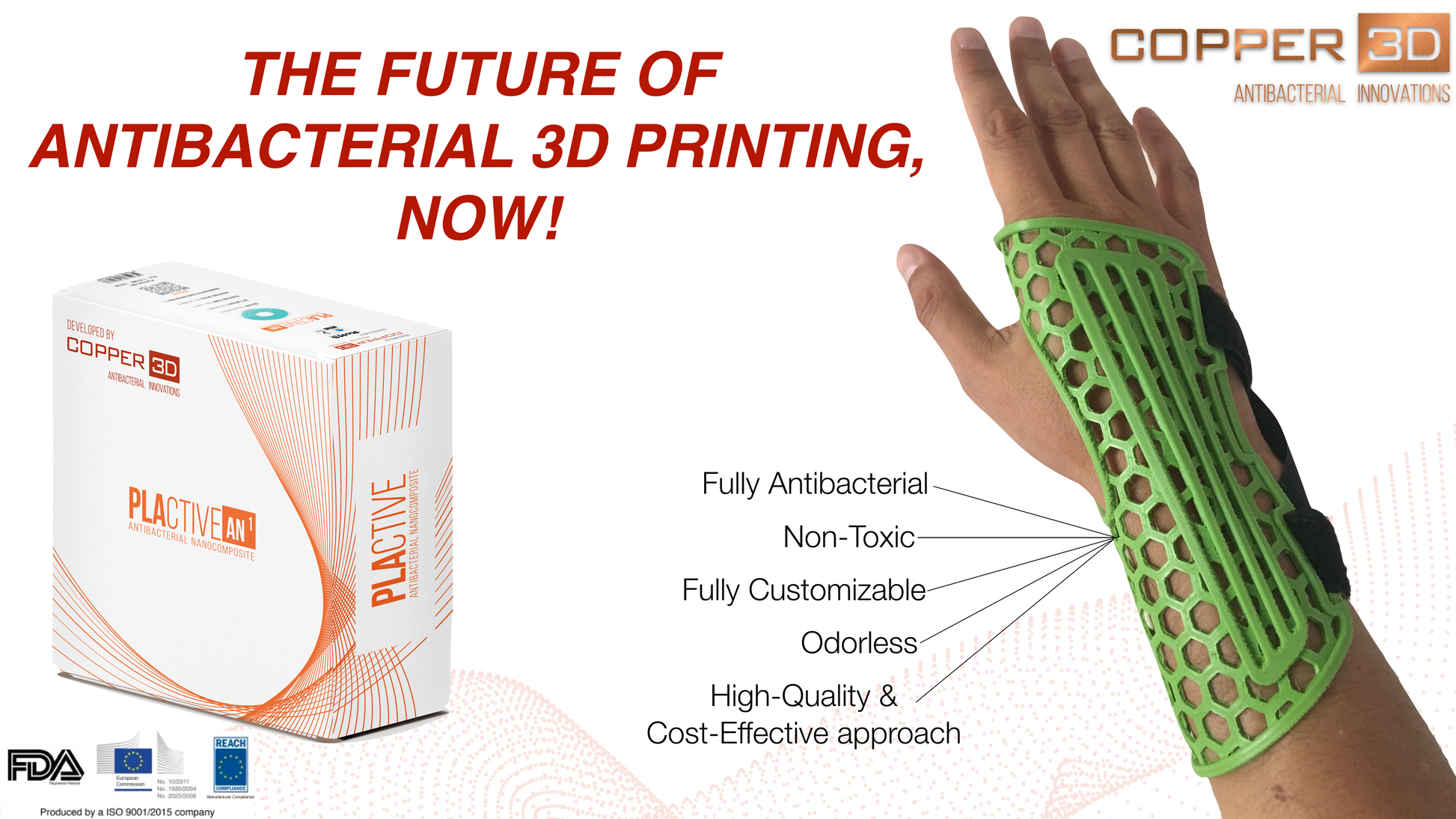 PLA Filament Copper 3D PLActive - Innovative Antibacterial 2.85mm 750gram Apple Green Color 3D Printer Filament | Auzzi Store