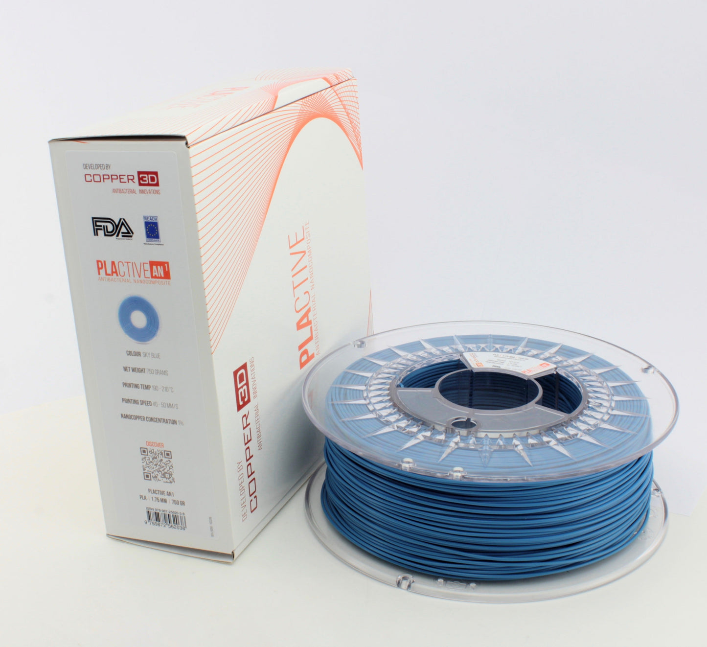 PLA Filament Copper 3D PLActive - Innovative Antibacterial 2.85mm 750gram Sky Blue Color 3D Printer Filament | Auzzi Store