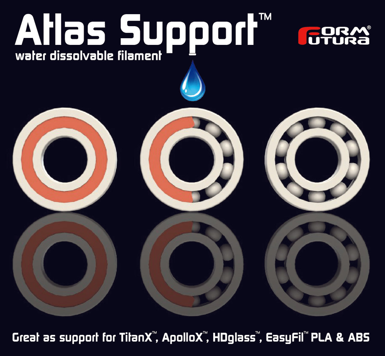 PVA Support Filament Atlas Support 2.85mm Natural 300 gram 3D Printer Filament | Auzzi Store