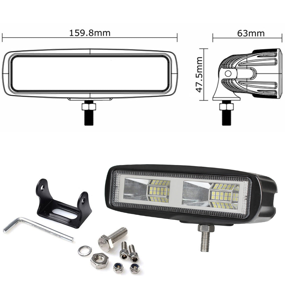 Pair 6inch 20w LED Work Driving Light Bar Ultra Flood Beam Lamp Reverse Offroad | Auzzi Store