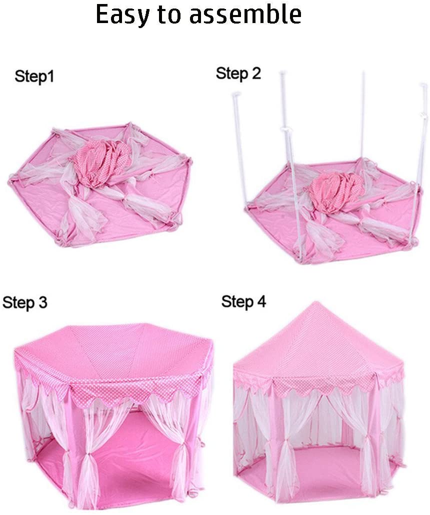 Princess Indoor Playhouse Toy Play Tent for Kids Toddlers with Mat Floor and Carry Bag (Pink) | Auzzi Store